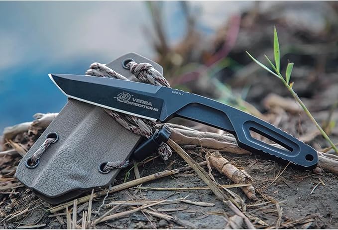 Extrema Ratio - Versa (Black - Expeditions) Fixed Blade Knife Böhler N690 Steel Blade with Dark Stone Finish Lightweight Aluminum Handle Ergonomic Design Precision Italian Craftsmanship