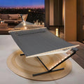 SUNCREAT Double Hammock with 12 ft Stand Solar Powered Lights Included Outdoor Hammock for Outside Dark Gray