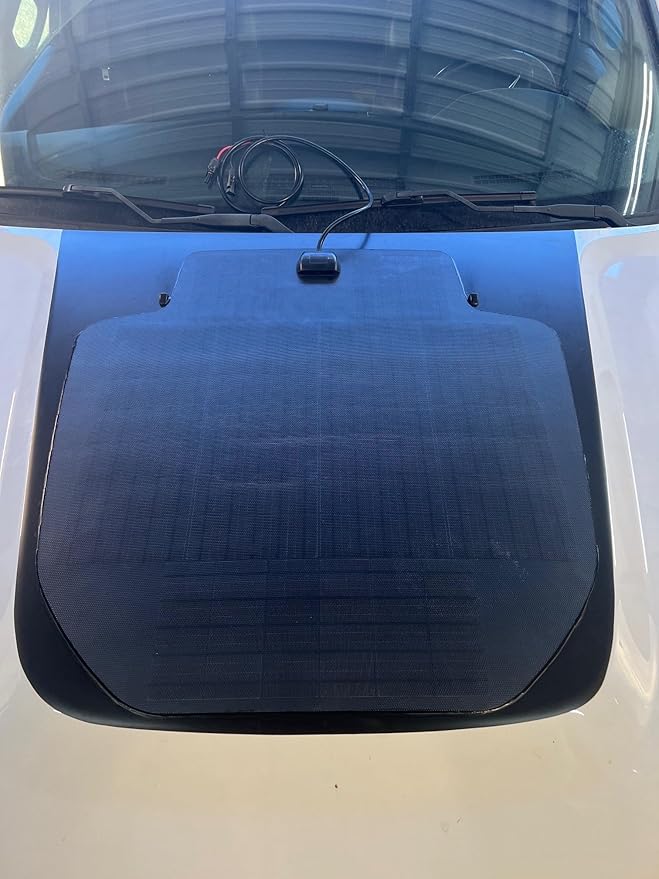 Lensun 80W 12V Hood Flexible Solar Panel for Ram 2500/3500 4th Gen (2010-2018) - Off Grid Solar Power for Offroading/Overlanding/Camping