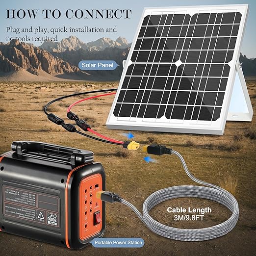 XT60 Extension Cable for ECOFLOW Delta River 3 2 Plus Pro Mini BLUETTI Anker SOLIX Series Portable Power Station Solar Generator RC Battery XT60 Female to Male Connector 10FT 3M 16AWG Nylon Wire Cord