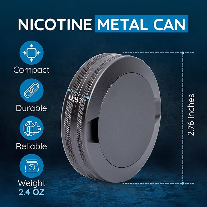 Premium Nicotine Pouch Container | Zyn Metal Can | Moisture &amp Odor Proof Snus Can | Zyn Accessories | Pouch Accessories (Gray)