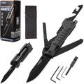 Multi Pocket Knife 22 in 1Survival Gear EDC Tools with Nylon Sheath Emergency Camping Hiking Hunting Gift for Men Women (Cool Black)