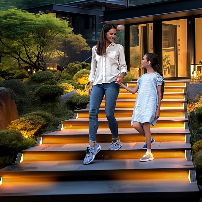 Solar Step Lights for Outside Waterproof IP67 Outdoor Stair Light 6 Pack Solar Stair Lights Outdoor LED Outdoor Step Lights Decor for Deck Front Step Patio Garden