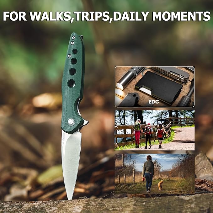 Hummingbird Lightweight Pocket Knife Symbol of Luck &amp PrecisionD2 Steel Folding Blade with Military Green G10 Handle Lightweight Everyday Carry Knife for Husband Dad Unique EDC Gift with Pre