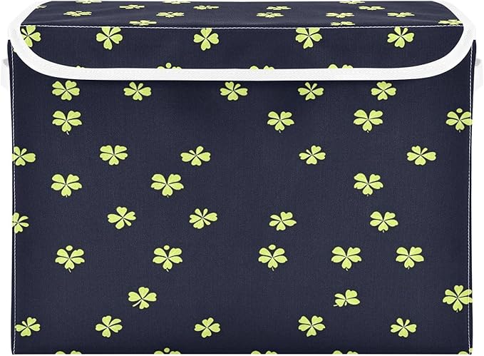Cute St. Patrick's Day Patterns Fabric Storage Bins with Lids and HandleFoldable Storage Bins with LidsCloset Organizers for Clothes Storage Room Organization Office Storage Chest Organizer
