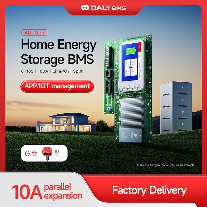 DALY BMS 48V 16S 100A - Smart Bluetooth BMS with LCD Touch Screen RS485 CAN for LiFePO4 Home Energy Storage Solar Inverter System