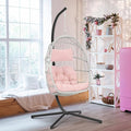 Brafab Pink Egg Chair with Stand Indoor Outdoor Swing Egg Chair Patio Wicker Hanging Chair with Stand Hammock Egg Chairs with UV Resistant Cushion and Aluminum Steel Frame for Bedroom Balcony Garden