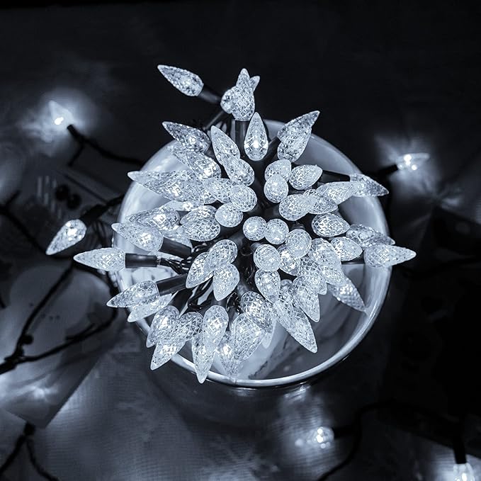 Dazzle Bright C6 Christmas String Lights 200 LED 66 FT Waterproof Connectable String Lights with Timer 8 Modes Christmas Lights for Indoor Outdoor Home Garden Yard Xmas Tree Decoration (White)