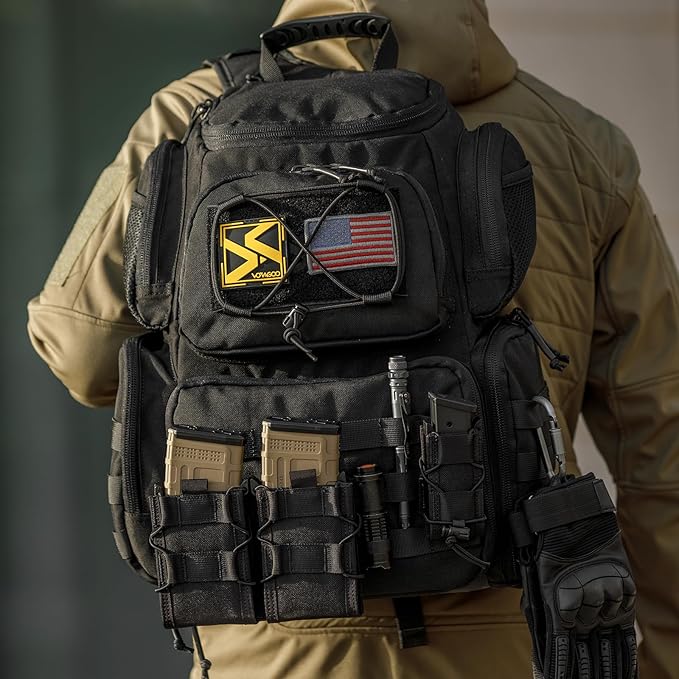 VOTAGOO Tactical Range Backpack for Handguns and Ammo Gun Cases Bag with 3 Pistol Carrying Cases for Hunting Shooting (Black)