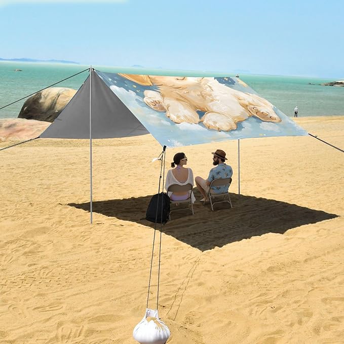 ALAZA Cute Puppy Dog Clound Stars Beach Tent Sun Shelter Portable Canopy Sunshade for Outdoor Camping Picnics Backyard Fun 10x9 ft