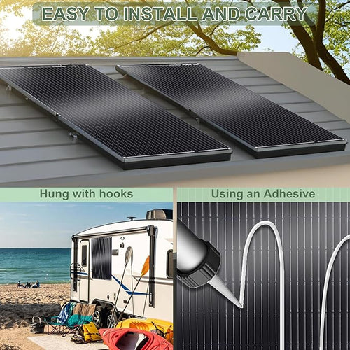 100W Flexible Solar Panel Bendable 12V Monocrystalline Ultra-Flexible Bendable Mono Off-Grid Charger for Marine RV Cabin Van Car Boat Curve Surfaces