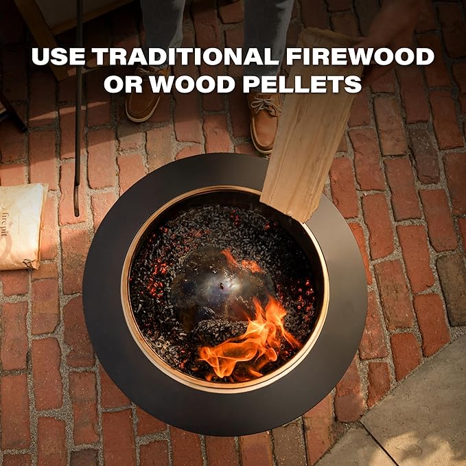 TIKI Patio Smokeless Outdoor Fire Pit 25-Inch Wood-Burning Bonfire with Removable Ash Pan Stand and Weather-Resistant Cover