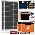 ECO WORTHY 12V 200W Solar Panel kit with Battery and Inverter for RV Off Grid:2PCS 100W Solar Panel2PCS 12V 100Ah Lithium Battery with SOC Display1100W Inverter20A MPPT Controller with Bluetooth