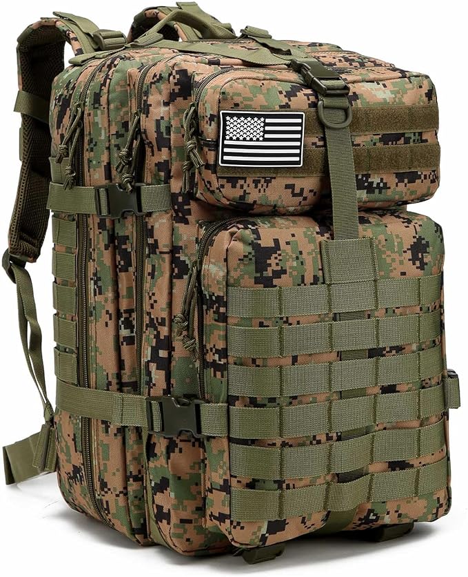 Military Tactical Backpack Men 3 Day Assault Pack 42L Large Capacity Trekking Daypack Rucksack Bag (Black)