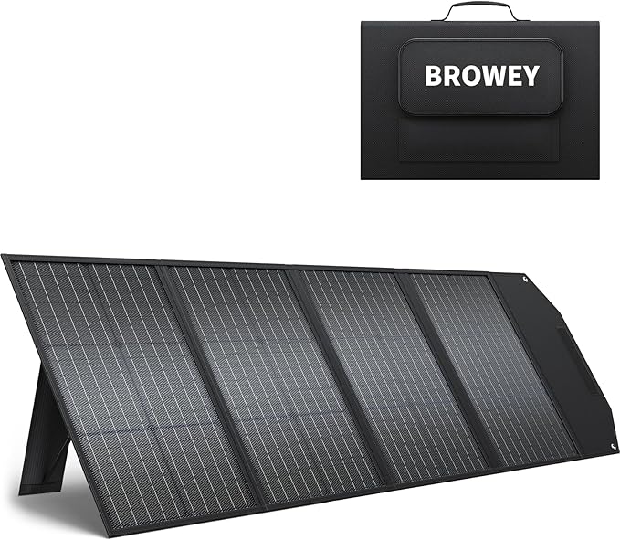 BROWEY 120W Portable Solar Panel for Power Station USB/Type-C/DC Outputs Foldable with Adjustable Kickstand IP68 Waterproof High Efficiency Solar Charging for Camping &amp Emergency Power Supply