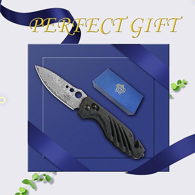 Valentine's &amp Birthday Gift for Men - Ultimate Pocket Folding Knife with AXIS Lock Glass Breaker &amp Rope Cutter &amp Gift Box for Him Husband Boyfriend Father - EDC Camping &amp Emergenc