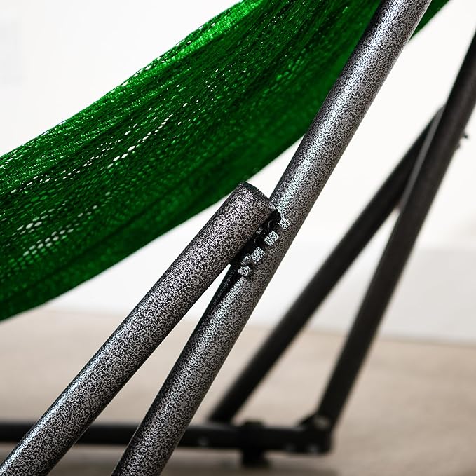 Best Home Fashion Hammock for 2 Persons with Collapsible Steel Stand 600 lbs Capacity- Portable Carrying Case Adjustable Perfect for Camping Beach Patio EZ Daze Foldable Hammock with Stand- Green