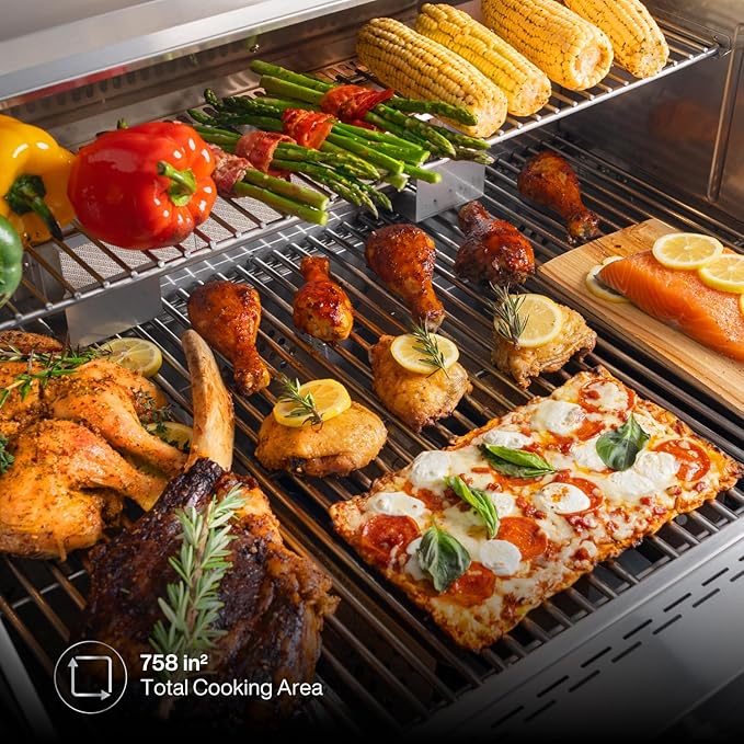 Spire Premium 5 Burner Built In Gas Grill Island Head Stainless Steel 30 Inch Propane Grill with Rear Burner 63000 BTUs 750 SQ In Racks Dual Fuel Compatibility - 740-0788P