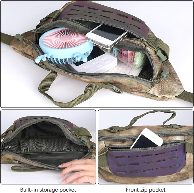 Tactical Fanny Pack for Men Women - 5L Waterproof Multifunctional Tactical Waist Hip Crossbody Bag for Outdoor Cycling Hiking HuntingUrban Rubble Camo