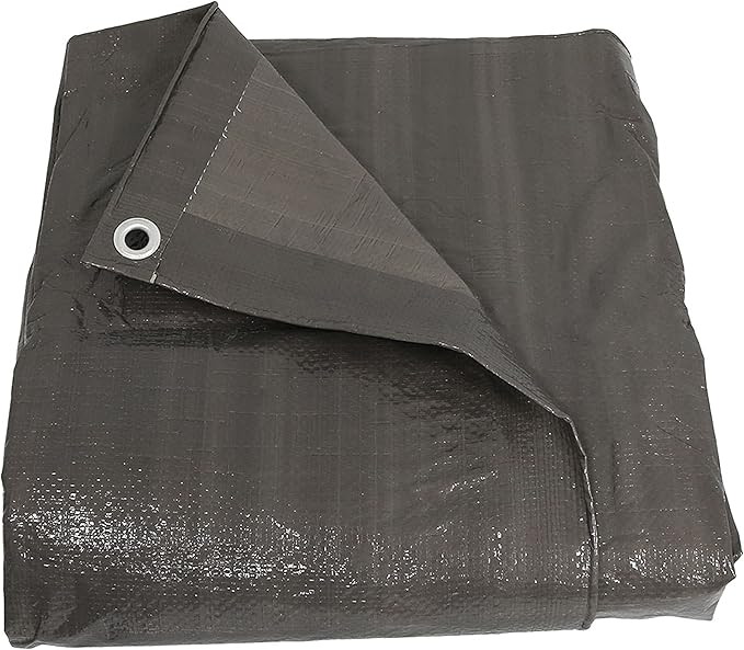 Sunnydaze 16 x 20 Foot Plastic Reversible Heavy-Duty Multipurpose Tarp - Laminated on Both Sides - Dark Gray