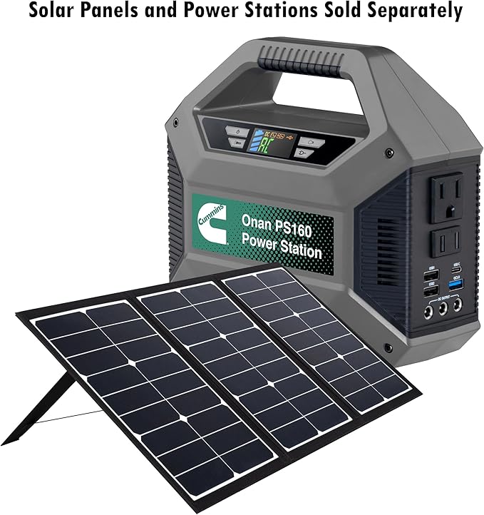 Cummins Portable 60W Solar Panel for Portable Power Stations iPhone iPad Tablets Laptop with QC 3.0 USB and USB-C Ports DC Output for Outdoors Camping RVs and TravelBlack