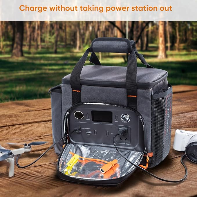 Travel Carrying Case Compatible with Jackery Explorer 300/240/160 Portable Power Station Storage Case with Water- proof Bottom and Front Pockets for Jackery Accessories Solar Generator