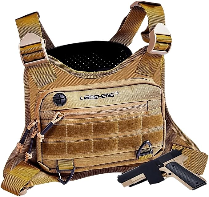 Multipurpose Outdoor Sports Chest Bag Tactical Vests for Men/Women -EDC Travel Chest Pack for Running Hikingcycling (Khaki)