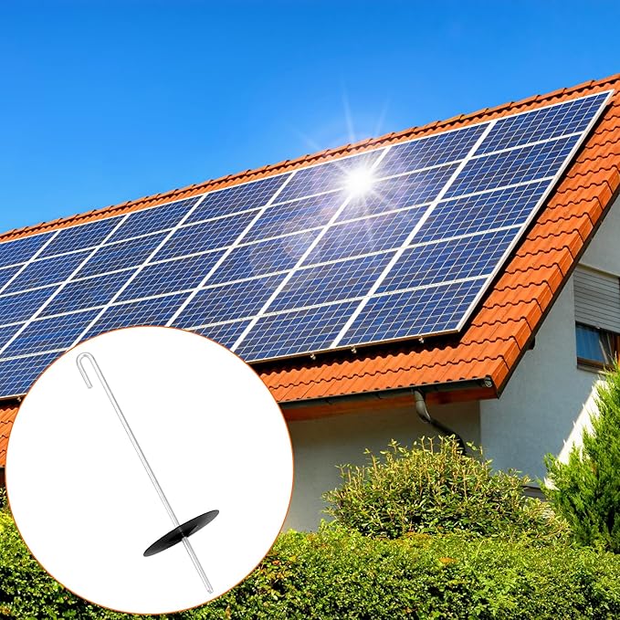 QWORK 200-Pack Stainless Steel Solar Panel Guard Clips with Self-Locking Washers and J Hooks –UV-Protected Animal Guard Fastener Clips for Bird Wire &amp Pigeon Fencing 38mm Clip Width
