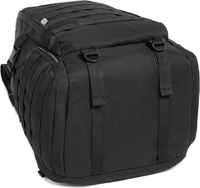 Tactical Travel Backpack Heavy Duty Hiking Laptop Daypack Durable Quality Military Molle Army Lockable Assault Pack Large Student Bookbag Outdoor Traveling Rucksack Black