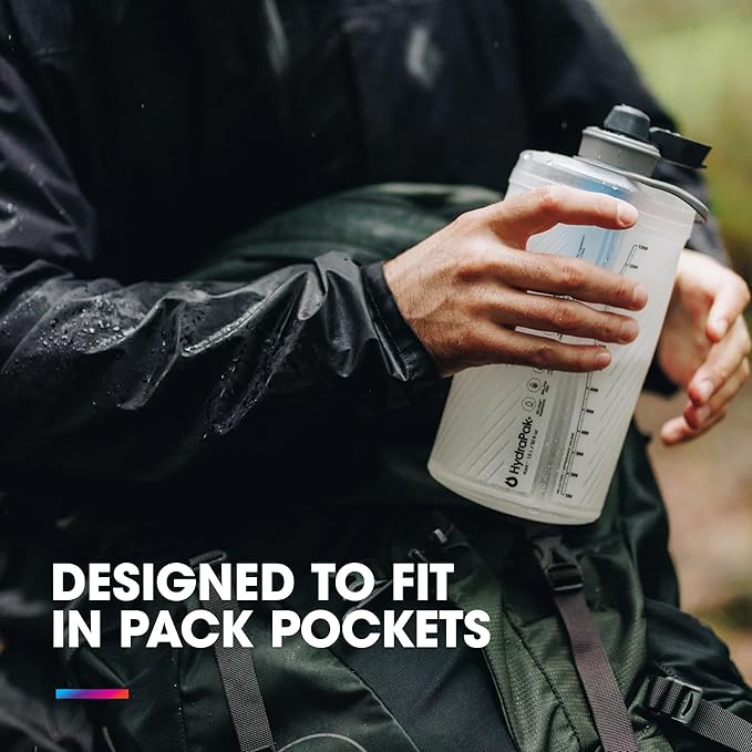 HydraPak Flux+ 1.5L Filter Kit - Collapsible Backpacking Water Bottle - BPA Free Ultra Light Spill-Proof Twist Cap Clear