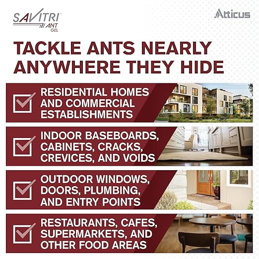 Atticus Talak 7.9% Indoor Outdoor Insect Control (32 Ounce) with Savitri Ant Gel Bait (4 x 30 Grams)