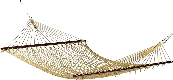 Rope Hammock and Tri Beam Stand (Tan Hammock and Black Stand)