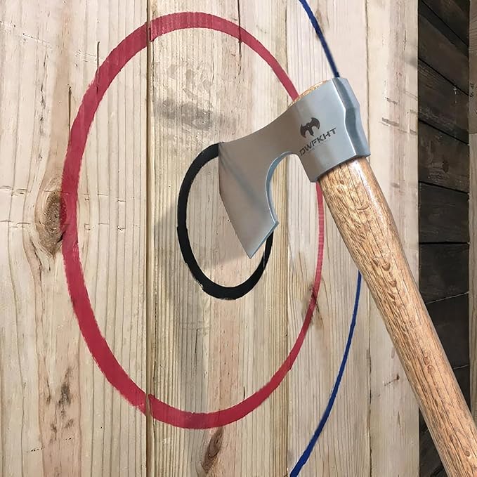 16.5 Throwing Axe 3 Pack Throwing Axe Set with 1065 High Carbon Steel &amp Beech Wood Handle Perfect for Axe Throwing Games Competition and Recreation Ideal Gift for Men (Silver Gray)