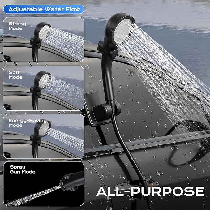Portable Shower for Camping with Immersion Water Heater 6000mAh Rechargeable Camping Shower Pump with Intelligent LED Display Outdoor Camp Shower Pump for Hiking Traveling Car Washing Pet Bath