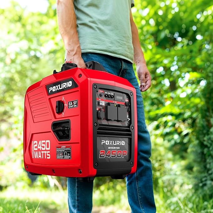 2450 Watt Inverter Generator 120V Gas Powered Generator Super Quiet RV Ready/EPA for RV Camping and HomeRed