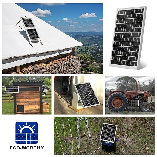 ECO-WORTHY Solar Panel 25W 18V Monocrystalline Waterproof Panel for Charging 12V Battery of RV Boat Trailer ATV Car or Powering Light Charing 12V Battery Pack and Other Off-Grid Applications
