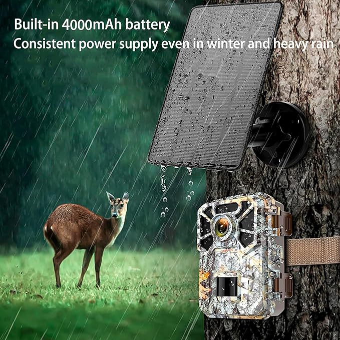 Updated Version 2Pack Trail Cameras Solar Panel 12V/1A 6V/1.5A with Build-in 4000mAh Rechargeable Lithium Battery IP66 Waterproof Hunting Accessory Compatible with Hunting Game Cameras or Deer Feeder