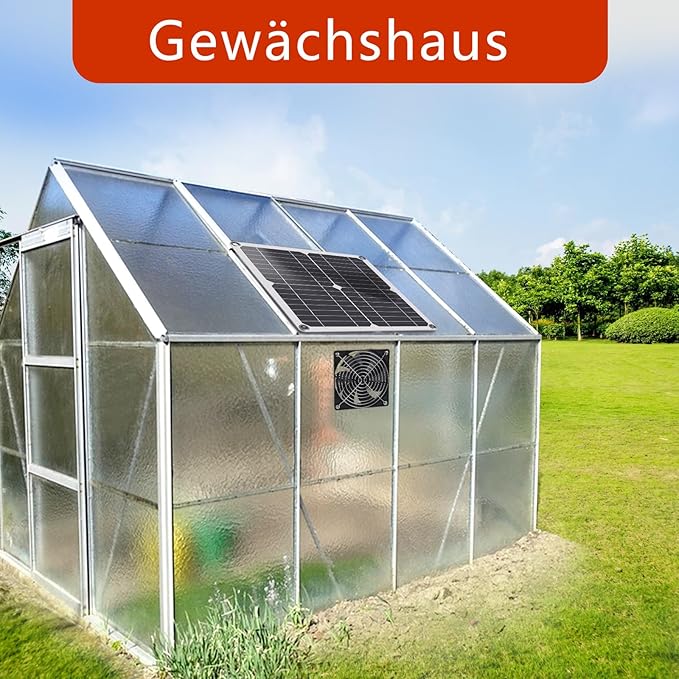 Solar Fan 12W Weatherproof Solar Panel with DC Fan for Small Chicken Coops Greenhouses Sheds Pet Houses Intake or Exhaust air