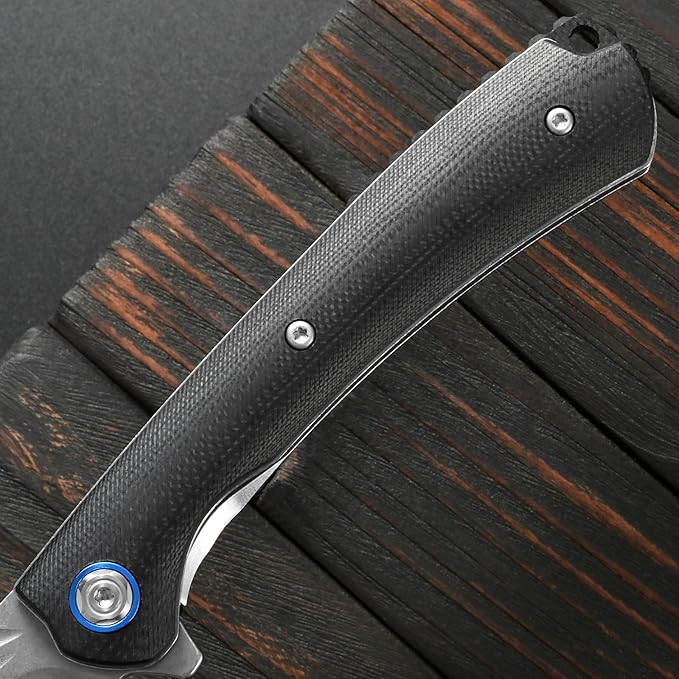 Sitivien ST144 Folding Knife14C28N Steel BladeG10 Handle Pocket Knife for Outdoor EDC CampingSurvivalHikingFishing(Black)