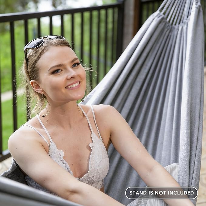 SUNCREAT Medium Size Tree Hammocks for Outside Patio Hammock Without Stand Light Gray