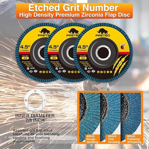 26 Packs Angle Grinder Cutting Flap Grinding Disc Wheel 4 1/2in Inches - 20 Packs 4.5x1/4x7/8 Cut off Wheels3 Packs 4.5x7/8 60 Grit Flap Discs 3 Packs 4.5x1/25x7/8 Grinding Wheels
