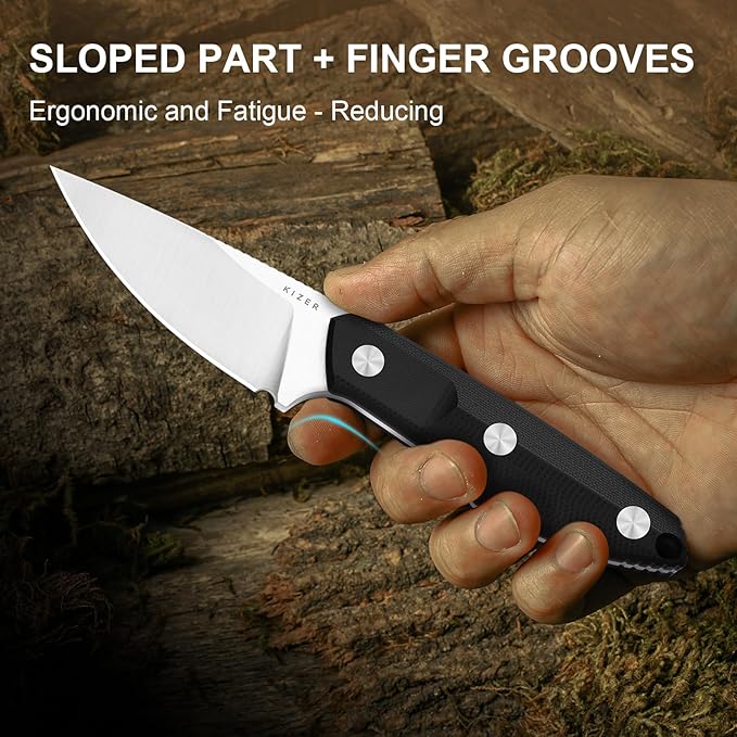 Kizer Splinter Fixed Blade Knife 3.15 AEB-L Blade Black &amp Brown G10 Handle Small EDC Fixed Blade Knife with Kydex Sheath for Hunting Camping Survival Outdoor Adventure 1087A1
