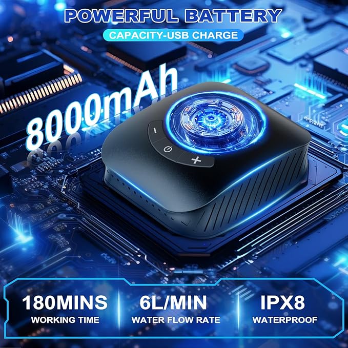 Portable Shower for Camping 8000mAh Rechargeable Camping Shower Pump with 3X Stronger Water Flow 5 Pressure Levels &amp 4 Shower Modes Outdoor Shower with Intelligent LED Display for Hiking Travel