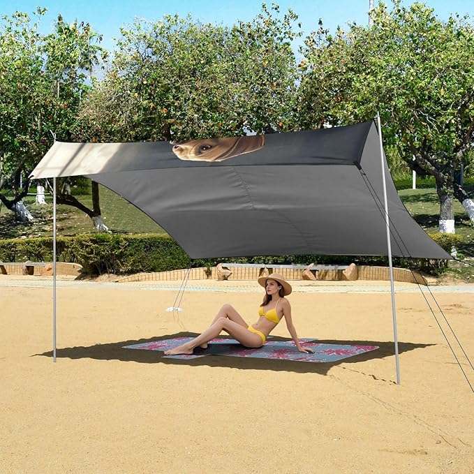 ALAZA A Dog Labrador Boxer Red Uniform Beach Tent Sun Shelter Portable Canopy Sunshade for Outdoor Camping Picnics Backyard Fun 10x9 ft
