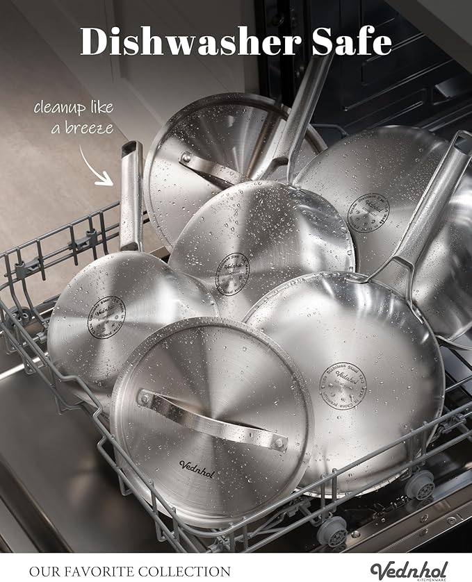 Stainless Steel Cookware Set 8 Pcs Tir-Ply Pots and Pans Set PFOA&ampPTFE Free Dishwasher&ampOven Safe Kitchen Induction Compatible ollas de acero inoxidable para cocinar