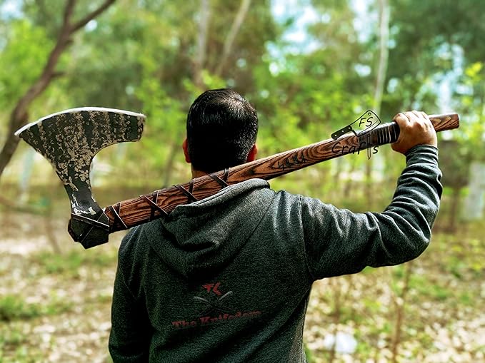 FS Crafts Viking Axe Hatchet Norse Axe- 40 Long Two-Handed Large Berserker Axe Forged Axe Bearded Dane Axe Norse Axe Scandinavian Style Viking Axe- with Sheath AXE005FR