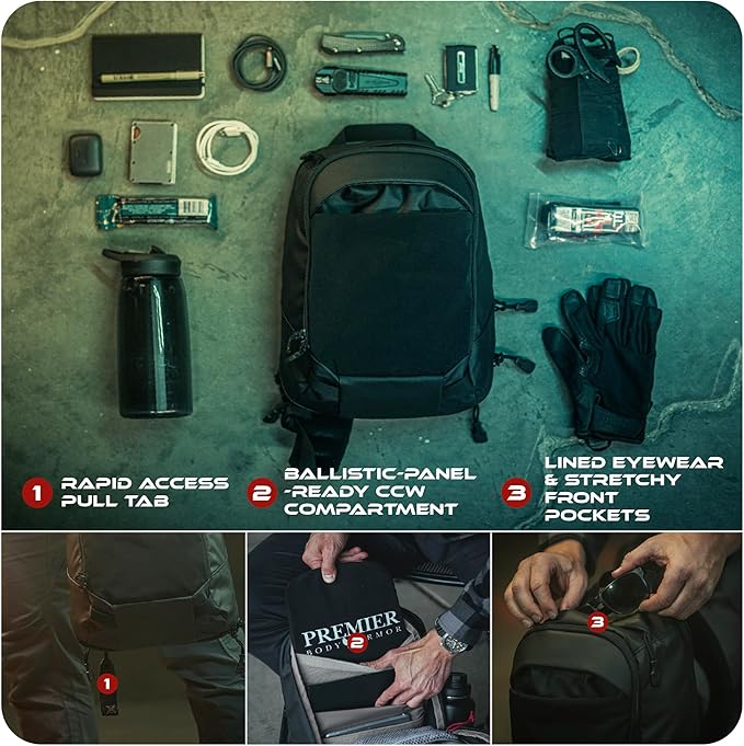 Vertx Urban Ghost Tactical Sling Bag (10L) – Durable Ripstop CCW Carry Pack with Rapid Access Tab Lockable Zippers Rudder Green - One Size