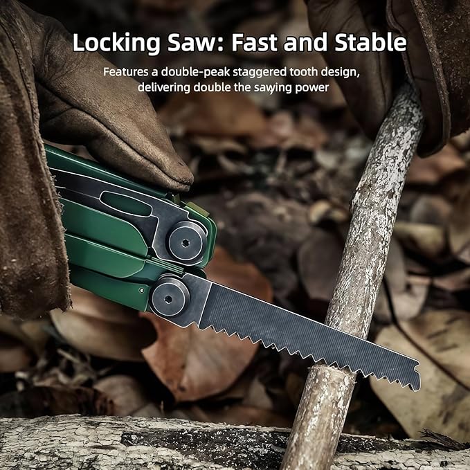Multitool 16-in-1 Full-Size Lightweight EDC Multi-Purpose Pliers Pocket Knife Scissors Tactical Gear Tools Gifts for Guys Equipment for Emergencies Hiking and Outdoor Camping (Red)