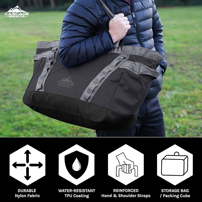 Cascade Mountain Tech Large Tote Bag with Compartments Shoulder Bag for Travel Work Gym