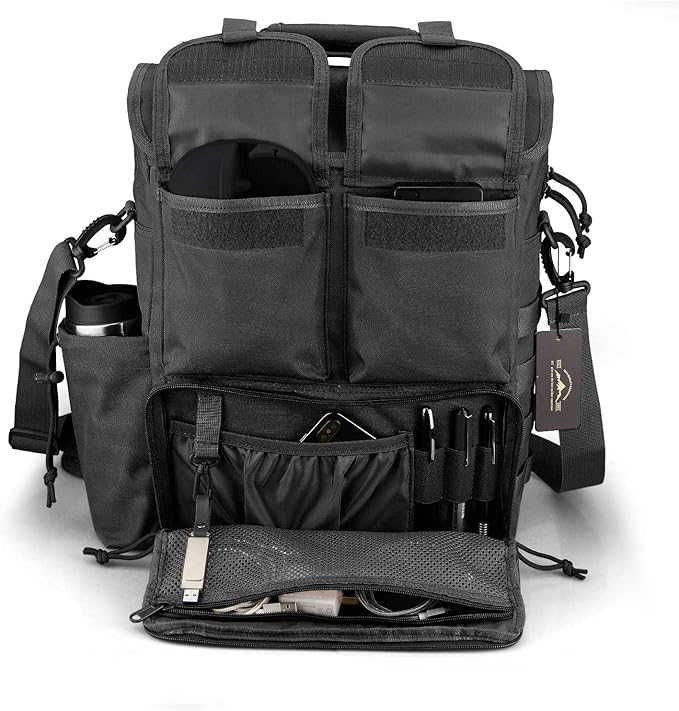 FRTKK Tactical Messenger Bag Military MOLLE Sling Shoulder Pack Briefcase Laptop Assault Gear Handbags Utility Carry Satchel (Black 17.3 inch)